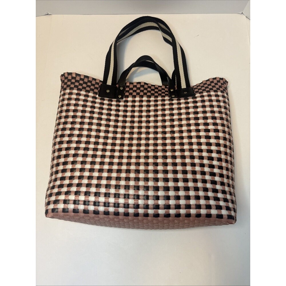Anthropologie Plum Pink White Womens Tote Bag